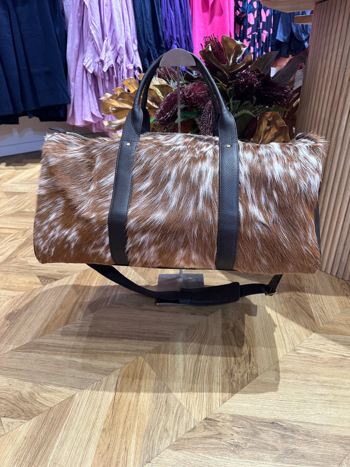 Cowhide Overnight Duffle Bag