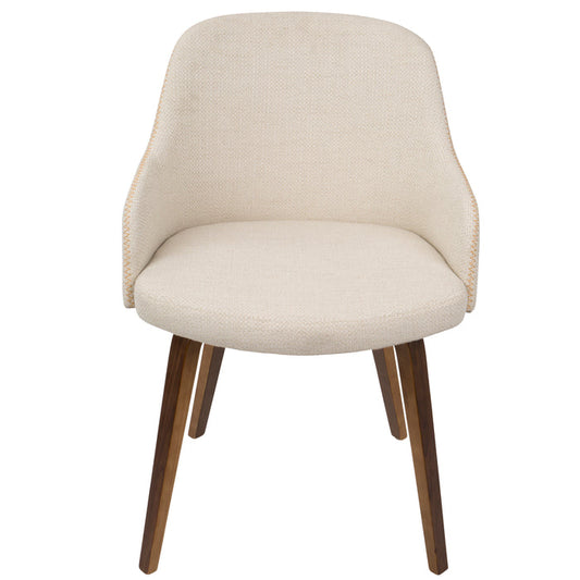 Cream Fabric Salon Accent Chair with Walnut Wood Frame