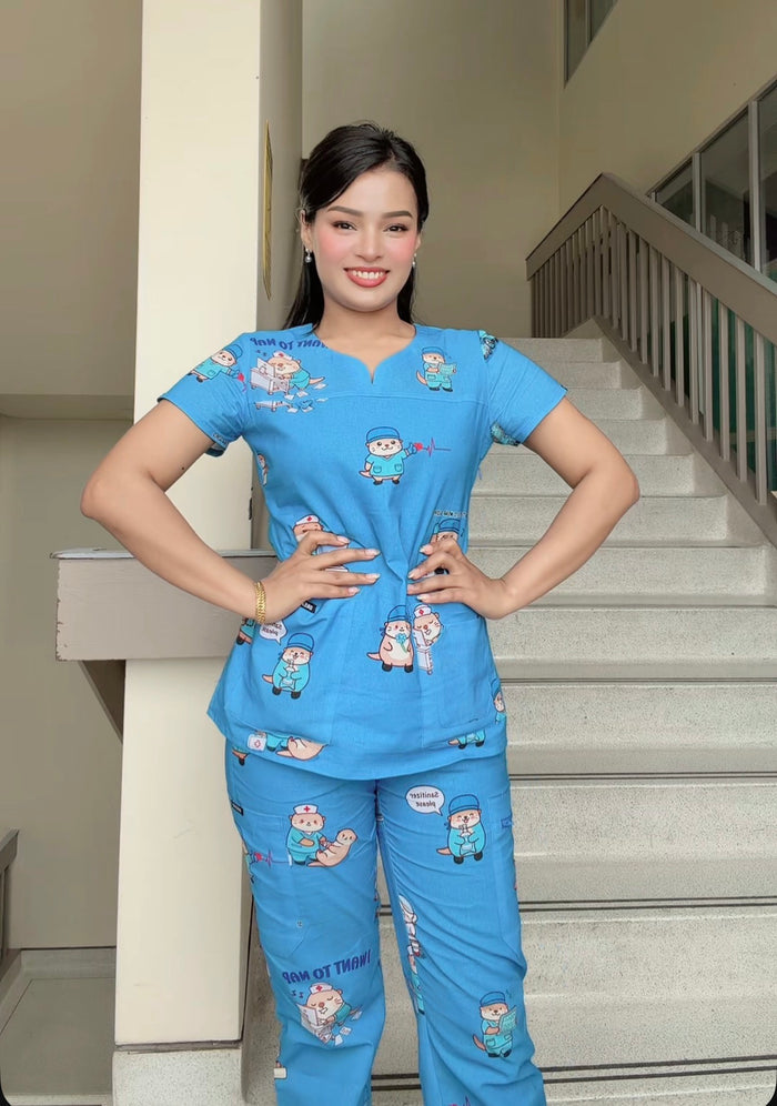 Otter print (Cotton) / Custom size(Chest, Waist, Hip, Pant length)
