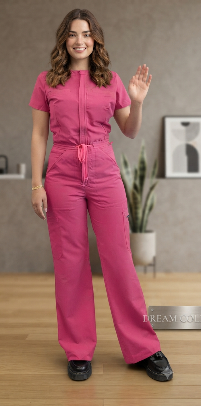 Pink Jumpsuit / Custom size(Chest, Waist, Hip, Pant length)