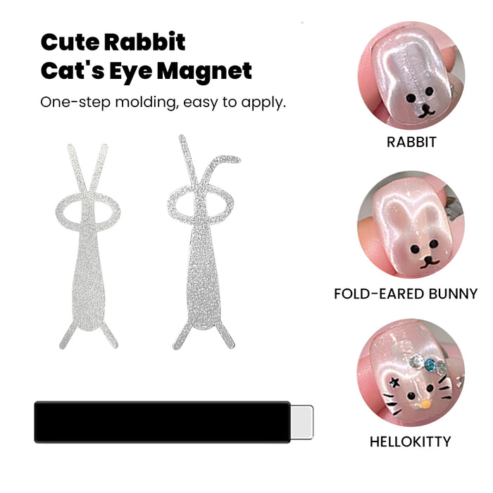 Cute rabbit cat eye magnet 3D character shaping tool kit bunny fold-eared HelloKitty black magnetic pen