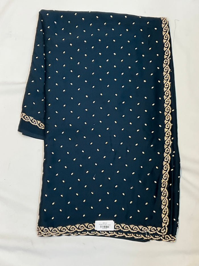 Dark Petrol Blue - Fancy Party Saree with Blouse Piece - UK stock - 24hr Dispatch - SP2609 TV