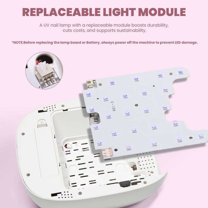 Diamond Lux Pro 72W UV LED nail lamp control panel timer display power button professional salon quality