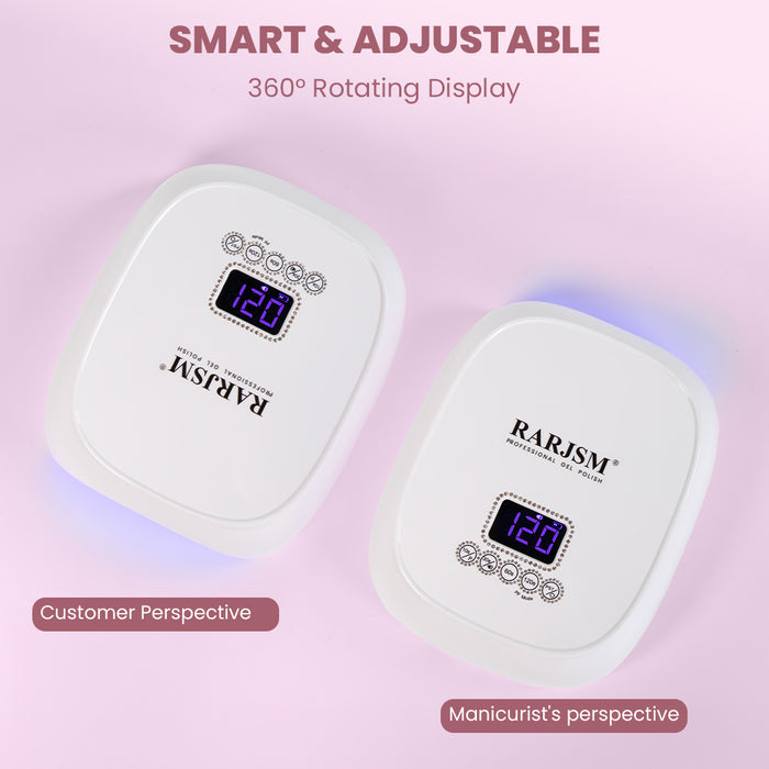 Smart adjustable 360 degree rotating display customer perspective manicurist perspective Diamond Lux Pro professional