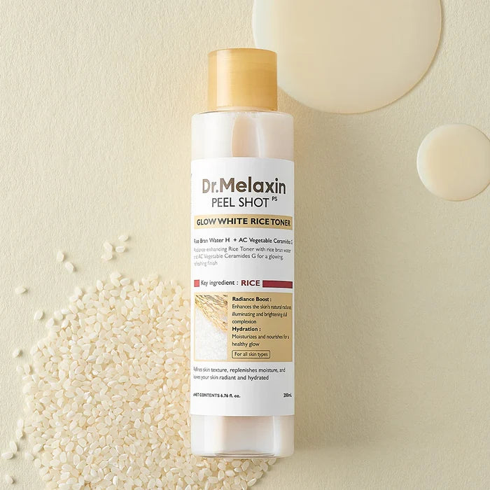 DR MELAXIN Peel Shoot Glow White Rice Toner تونر الارز الابيض من دكتر ميلاكسين