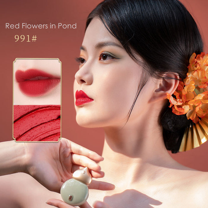 #991 Red Flowers in Pond (matte)
