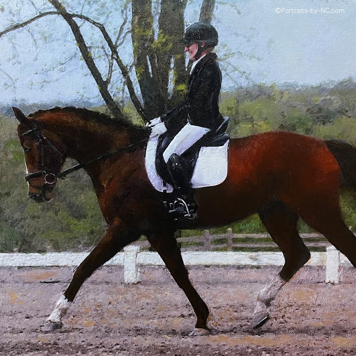 Dutch Warmblood Custom Horse Portrait — Show Horse | Oil Portrait Commission - pet portraits handprinted and digital artwork by Enzie Shahmiri