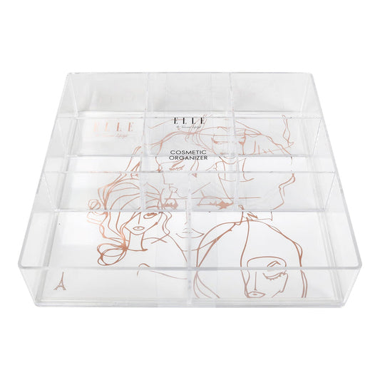 Elle Clear Flat Cosmetic Organizer 8 Compartment - ikatehouse