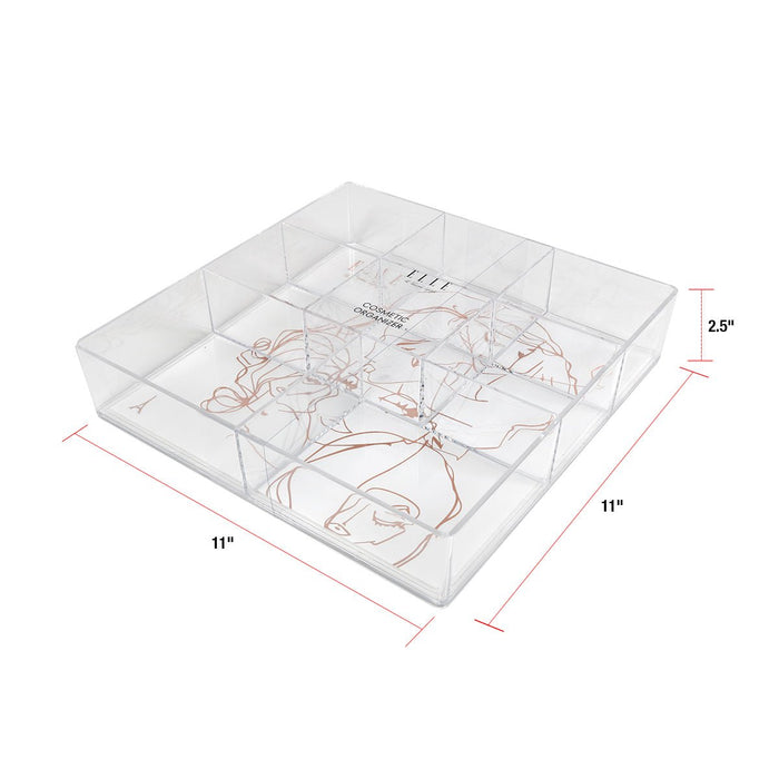 Elle Clear Flat Cosmetic Organizer 8 Compartment - ikatehouse