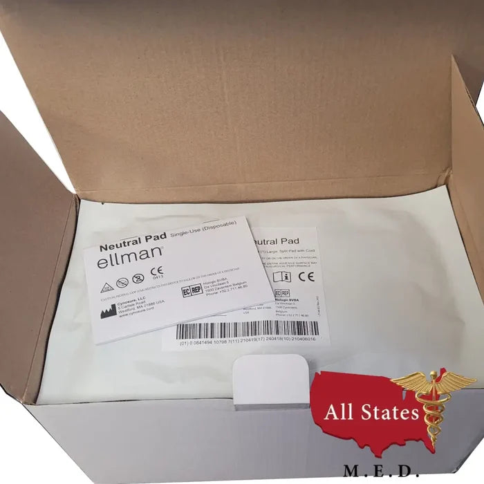 Ellman RF Electrosurgical Large Neutral Pads w/ Cord IEC-NPD 25 Box-Electrosurgical Generator-All States M.E.D.