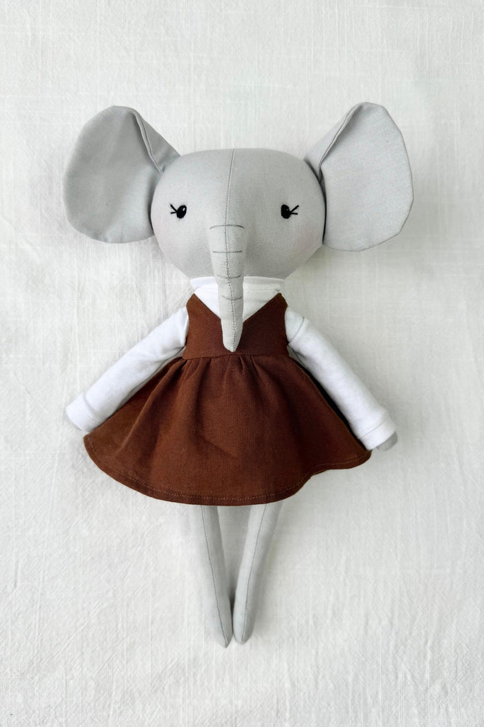 Eloise the Elephant - Brown Pinafore