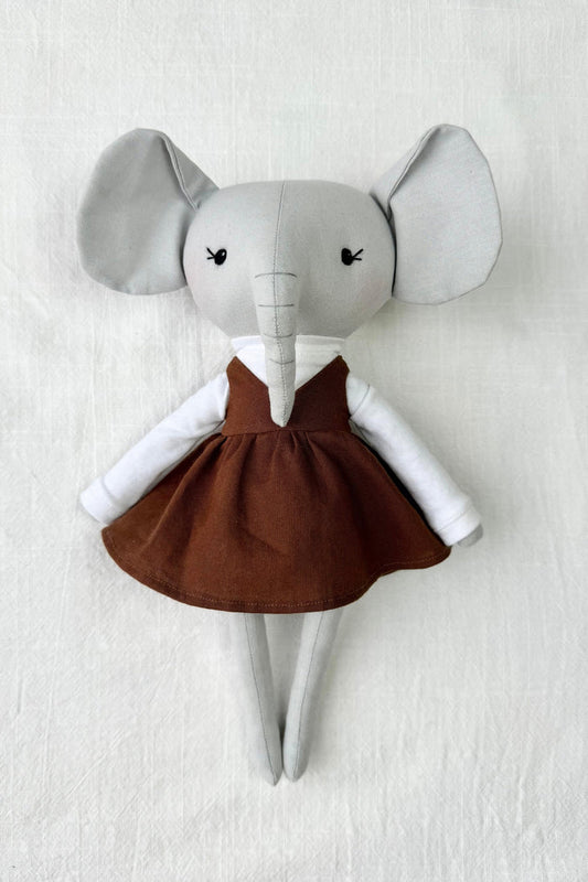 Eloise the Elephant - Brown Pinafore