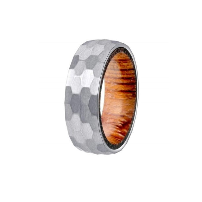 Emberwood Stainless Steel Ring with Hardwood Inlay