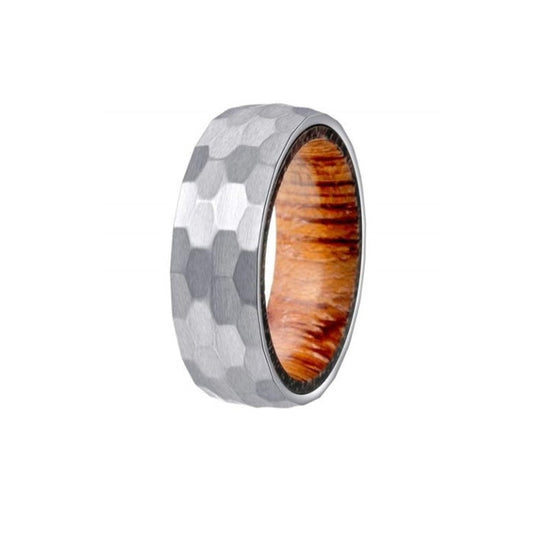 Emberwood Stainless Steel Ring with Hardwood Inlay