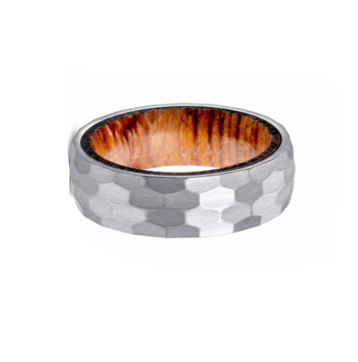 Emberwood Stainless Steel Ring with Hardwood Inlay