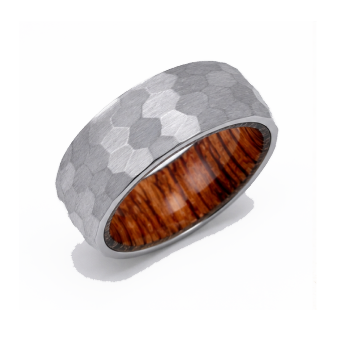 Emberwood Stainless Steel Ring with Hardwood Inlay