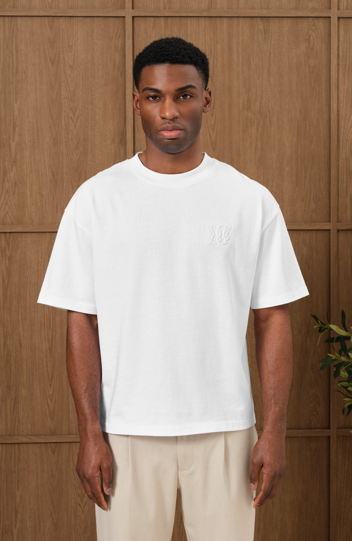 Embossed Monogram Back Logo T Shirt In White