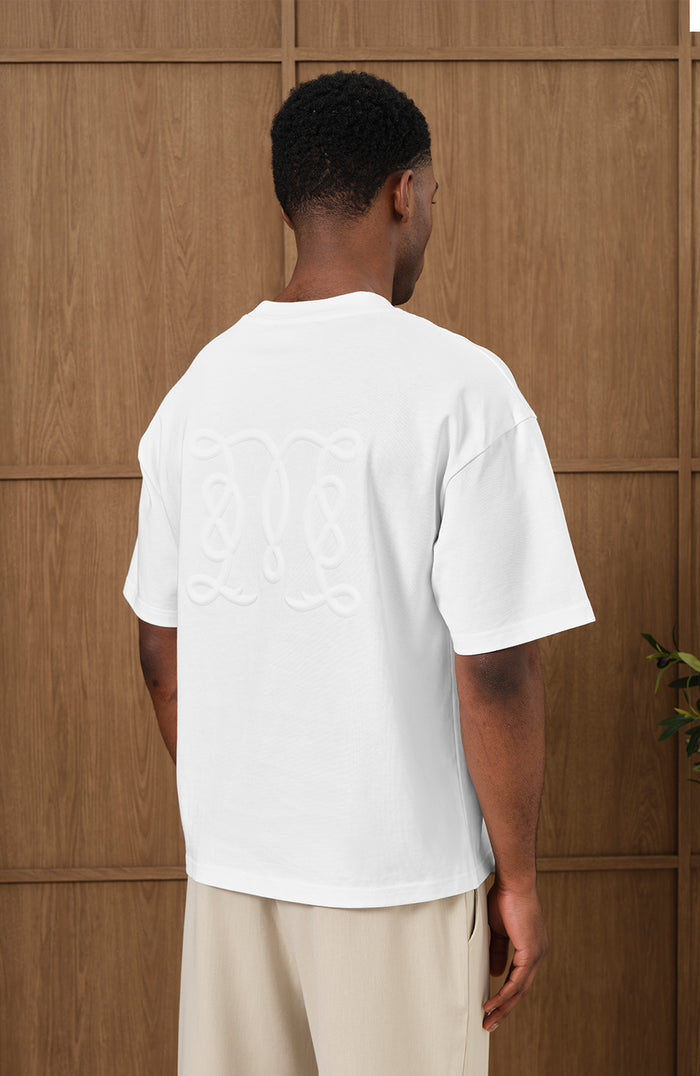 Embossed Monogram Back Logo T Shirt In White
