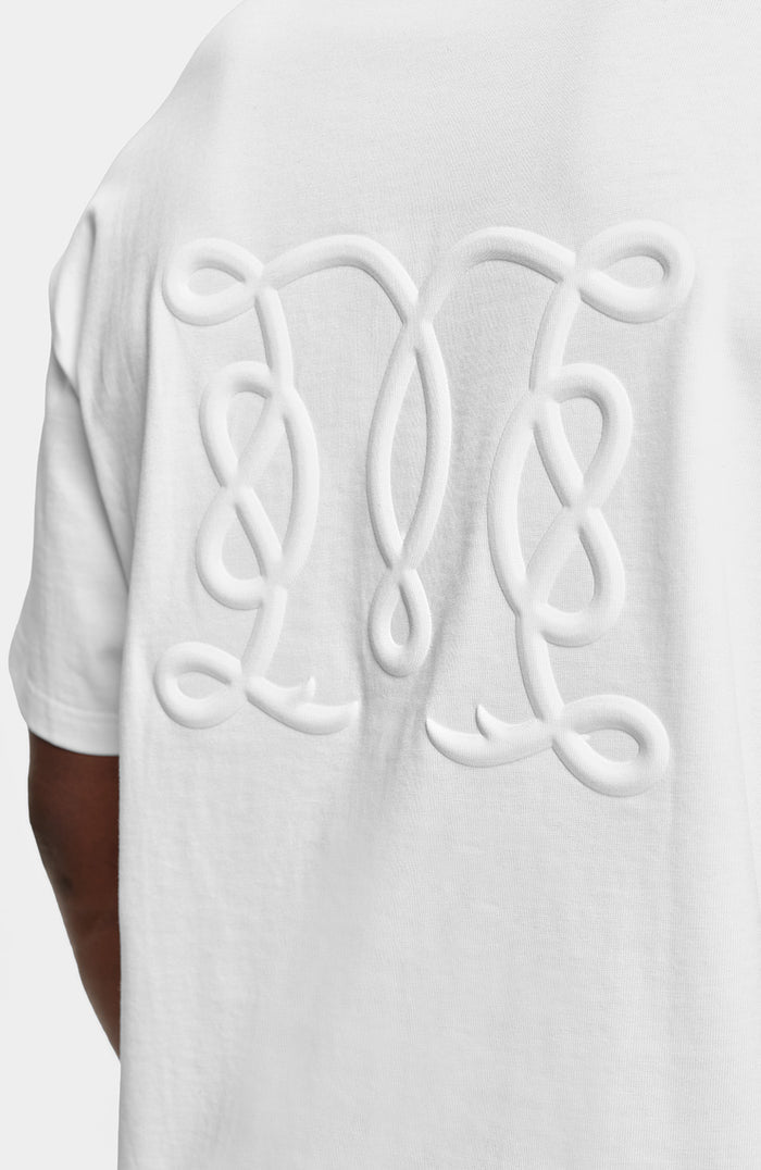 Embossed Monogram Back Logo T Shirt In White