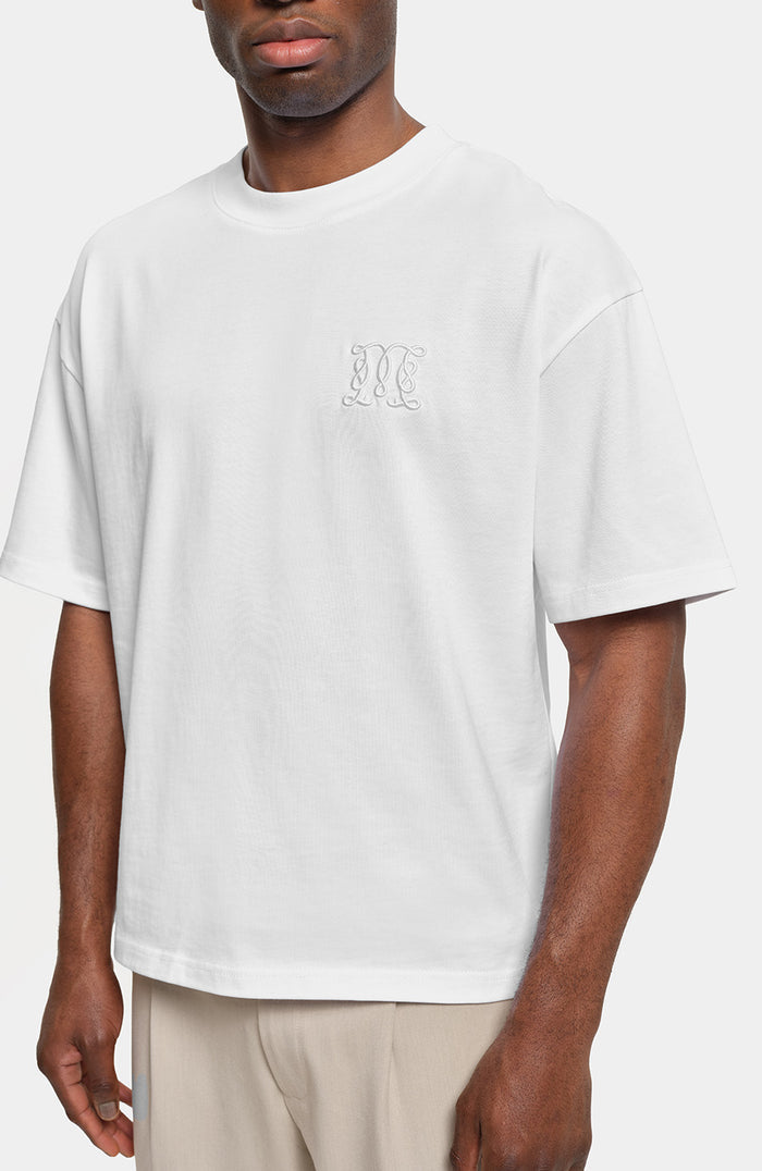 Embossed Monogram Back Logo T Shirt In White