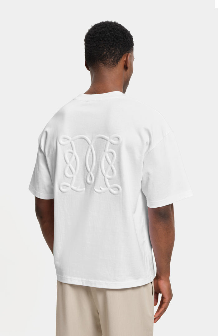 Embossed Monogram Back Logo T Shirt In White