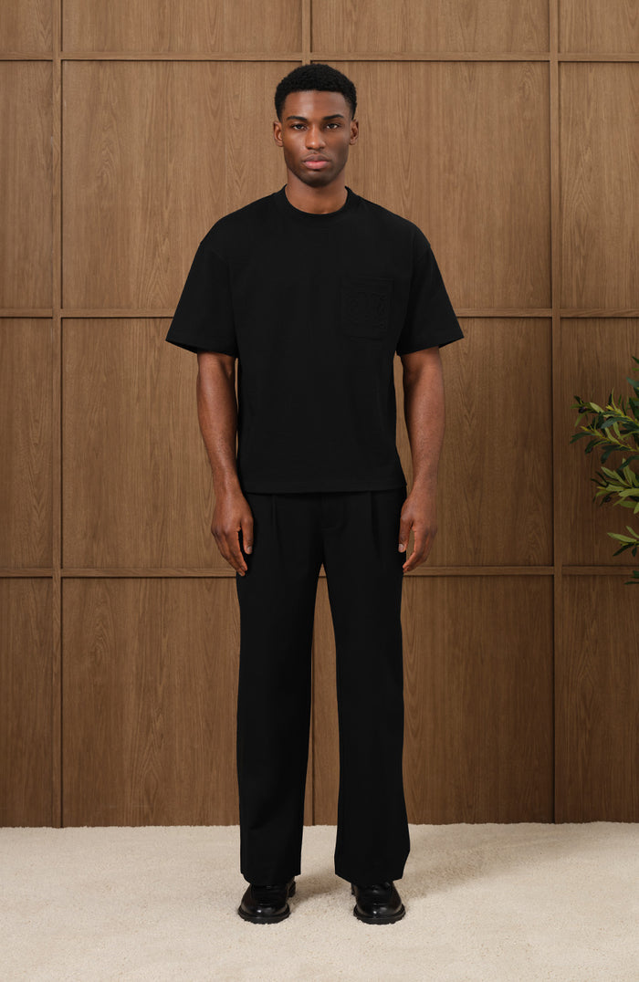 Embossed Monogram Pocket T Shirt In Black