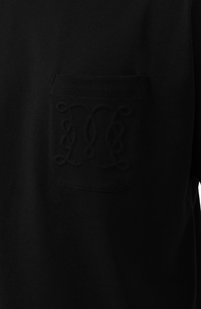 Embossed Monogram Pocket T Shirt In Black