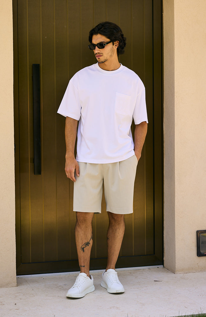 Embossed Monogram Pocket T-Shirt in White