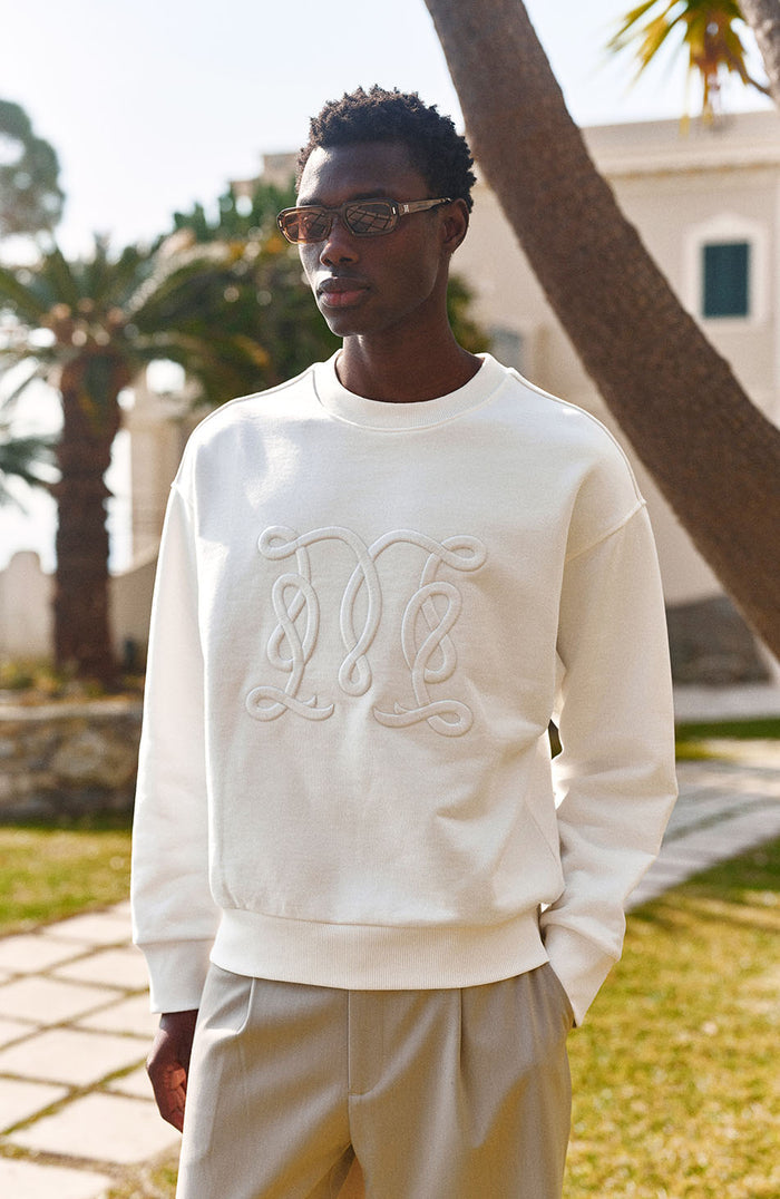Embroidered Monogram Sweatshirt in White