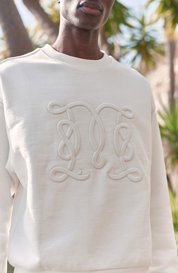 Embroidered Monogram Sweatshirt in White