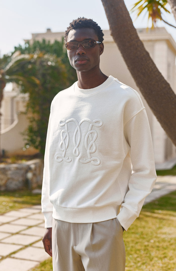 Embroidered Monogram Sweatshirt in White