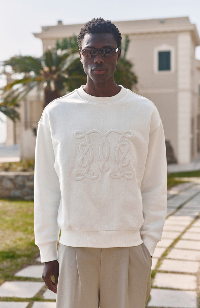 Embroidered Monogram Sweatshirt in White