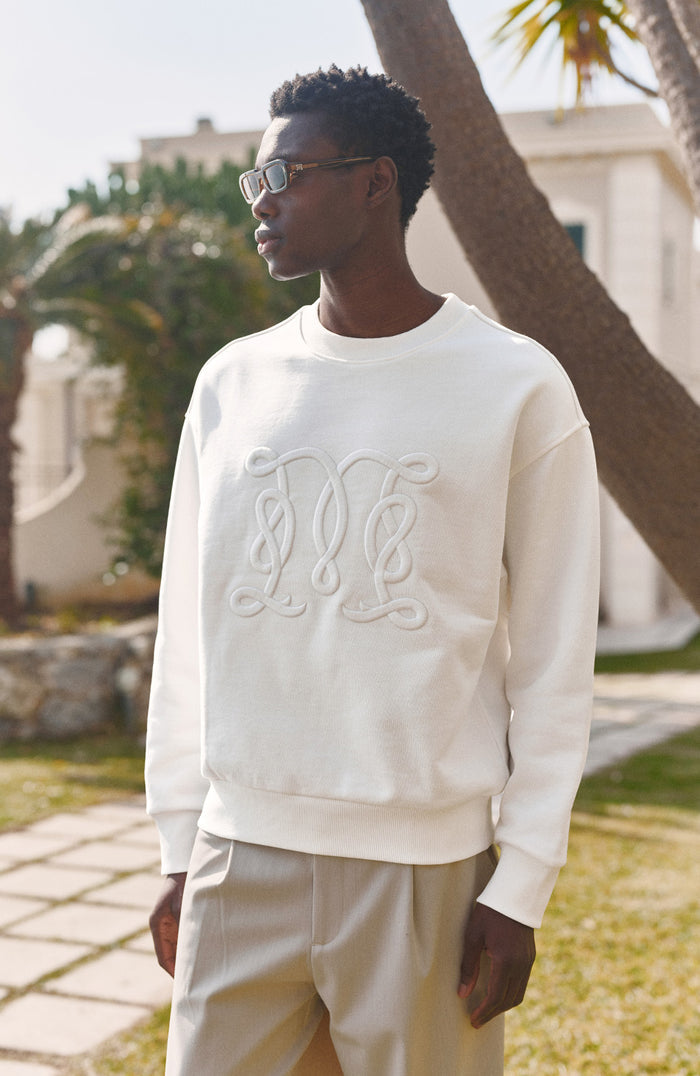 Embroidered Monogram Sweatshirt in White