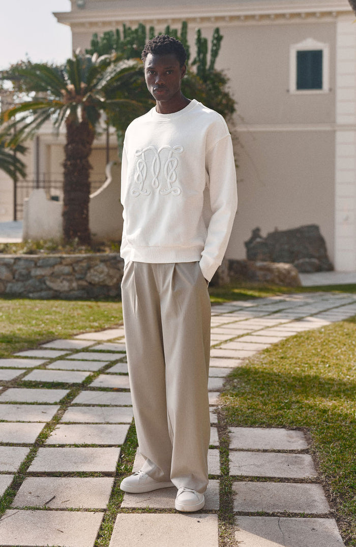 Embroidered Monogram Sweatshirt in White