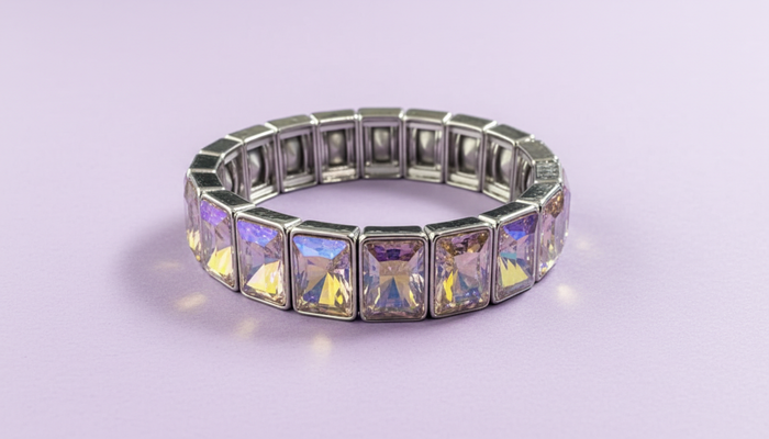 Enamel Stretch Bracelet - Rectangle Gems - Estelle - Asst