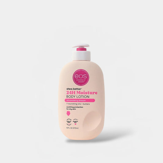 eos Shea Better 24H Moisture Body Lotion - Strawberry Dream 473ml لوشن الجسم إيوس شيا بيتر المرطب لمدة 24 ساعة - بنكهة الفراولة