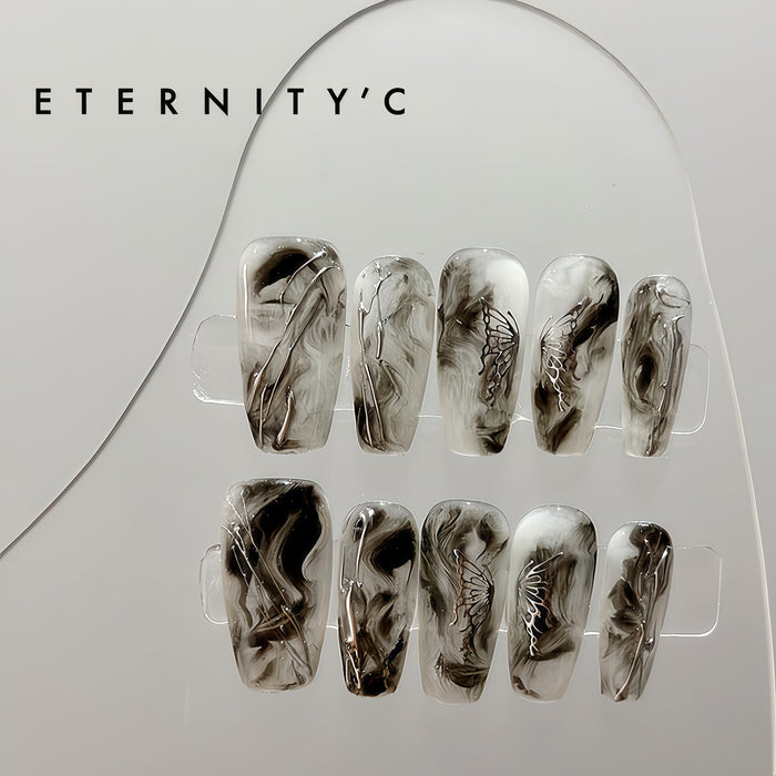 ETERNITY'C Handmade Custom Blooming Butterfly Pressed On Wearable Nails T5002