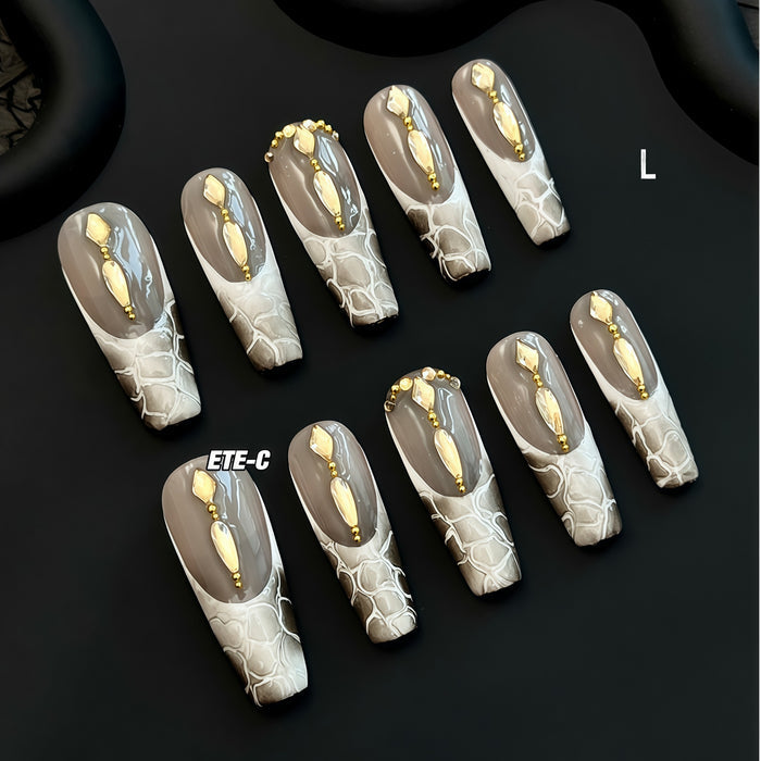ETERNITY'C Handmade Custom Crocodile Pattern Pressed On Wearable Nails T5037