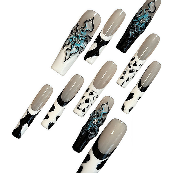 ETERNITY'C Handmade Custom Devil's Flower Pressed On Wearable Nails T5011