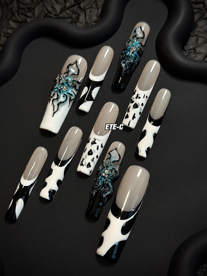 ETERNITY'C Handmade Custom Devil's Flower Pressed On Wearable Nails T5011