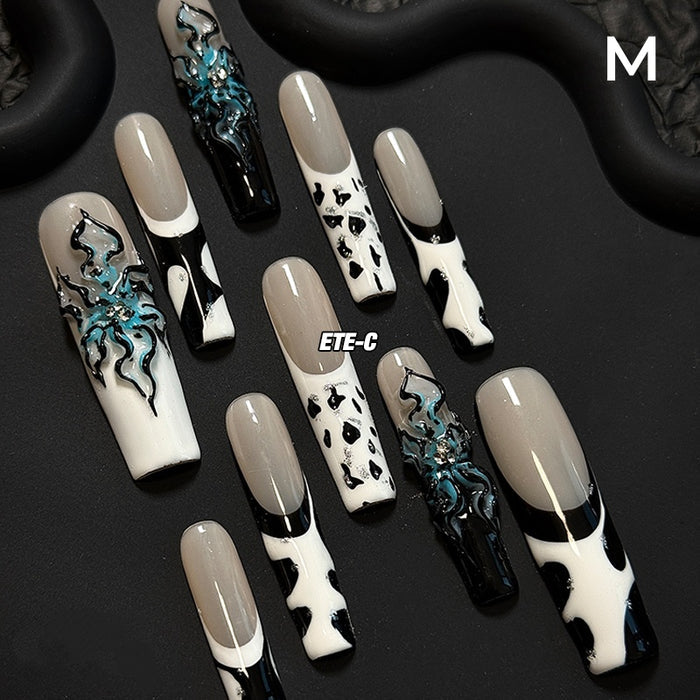 ETERNITY'C Handmade Custom Devil's Flower Pressed On Wearable Nails T5011
