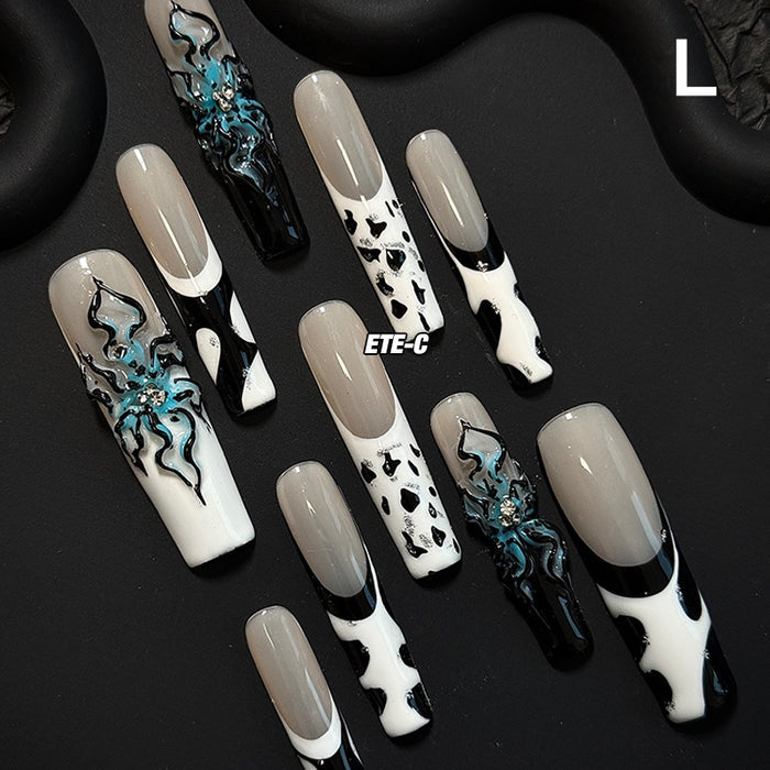 ETERNITY'C Handmade Custom Devil's Flower Pressed On Wearable Nails T5011