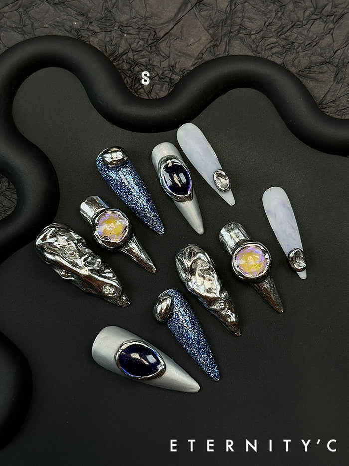 ETERNITY'C Handmade Custom Dream Danube Pressed On Wearable Nails T5042