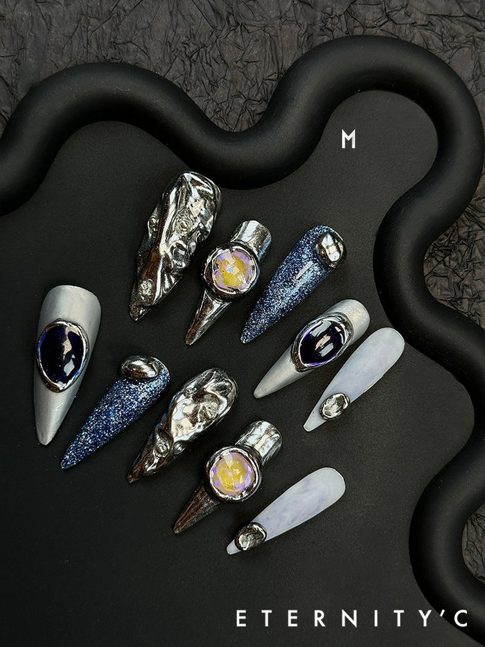 ETERNITY'C Handmade Custom Dream Danube Pressed On Wearable Nails T5042