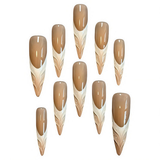 ETERNITY'C Handmade Custom Hot Coffee Pressed On Wearable Nails T5035