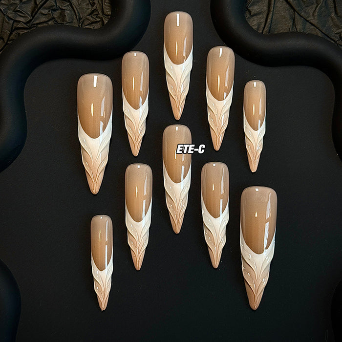ETERNITY'C Handmade Custom Hot Coffee Pressed On Wearable Nails T5035