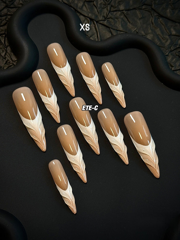 ETERNITY'C Handmade Custom Hot Coffee Pressed On Wearable Nails T5035