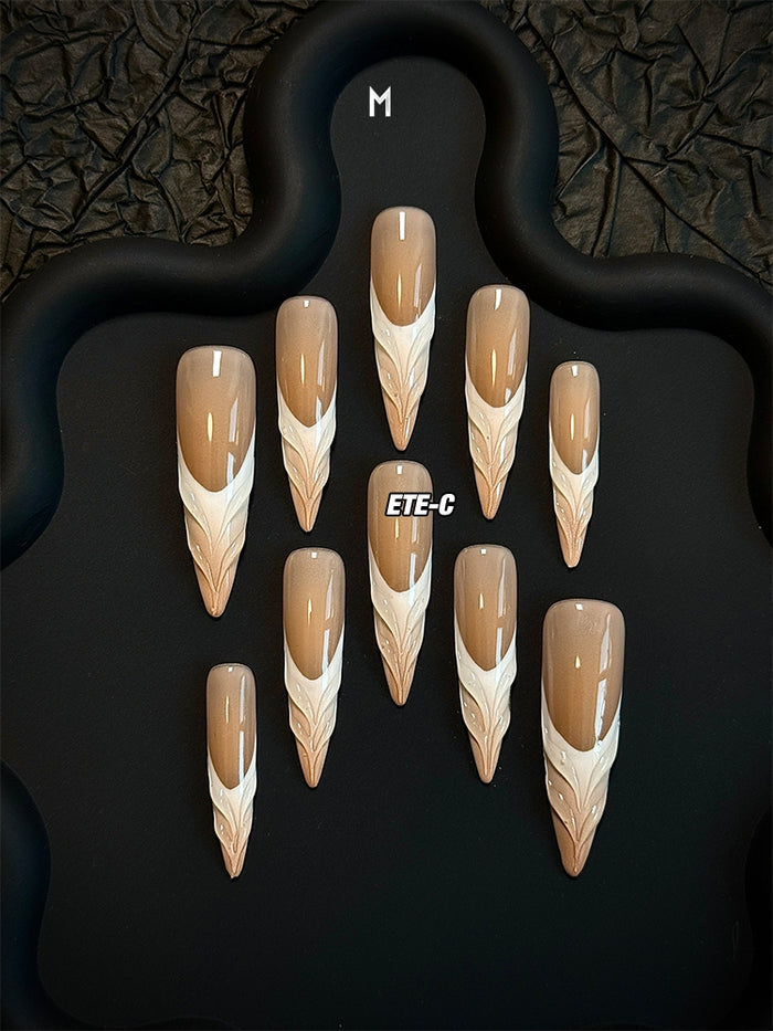 ETERNITY'C Handmade Custom Hot Coffee Pressed On Wearable Nails T5035