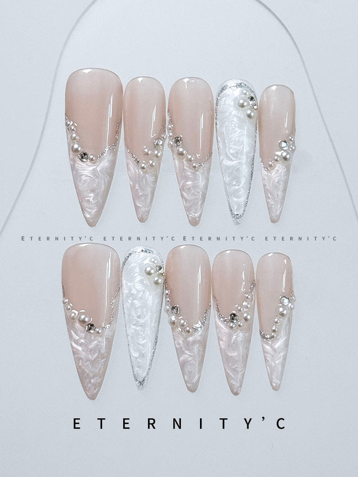 ETERNITY'C Handmade Custom Island Flower Pressed On Wearable Nails T5026