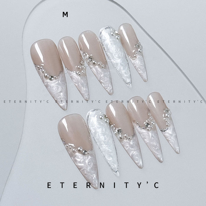 ETERNITY'C Handmade Custom Island Flower Pressed On Wearable Nails T5026